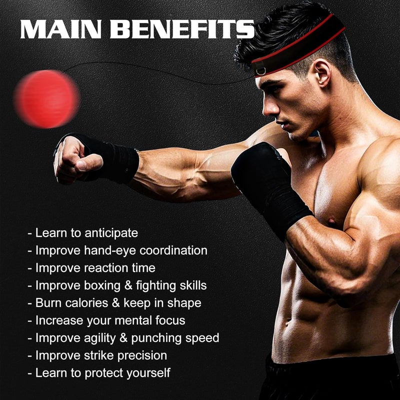 KTEBO ® Boxing Reflex Ball Headband Set - Includes 4 Different Balls and 2 Adjustable Headbands for Beginner Proficiency Improvement, Great Boxing Equipment - Image 4